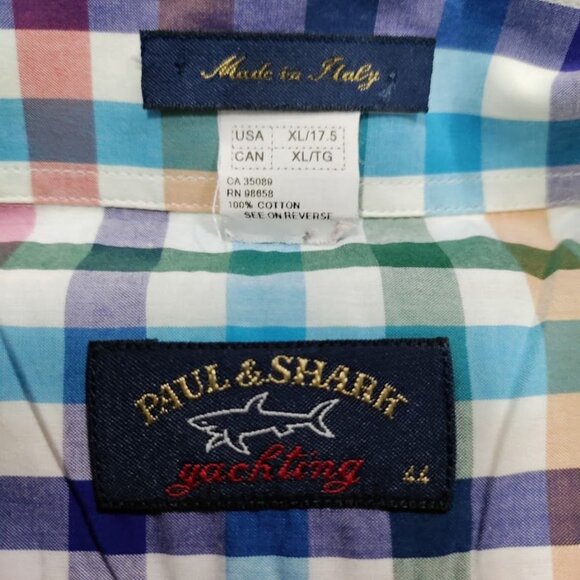 Paul & Shark Yachting Multicolor Gingham Short Sleeve Shirt Men's XL - Picture 4 of 8